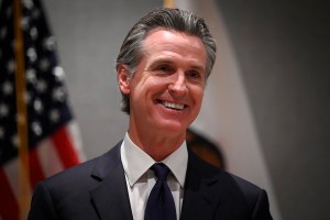 Governor of California Gavin Newsom attends a press conference in Beijing on October 25, 2023. (Photo by WANG Zhao / AFP) (Photo by WANG ZHAO/AFP via Getty Images)