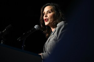 Michigan Governor Gretchen Whitmer speaks at the NAACP Detroit Branch annual "Fight for Freedom Fund Dinner" in Detroit, Michigan on May 19, 2024. US President Joe Biden called May 19, 2024 for an immediate ceasefire in Gaza and said he was working on a "lasting, durable peace" that would include the creation of a Palestinian state. Speaking at a graduation ceremony at the former university of civil rights icon Martin Luther King, Jr, Biden said he was pushing for a regional peace deal "to get a two-state solution, the only solution." (Photo by ANDREW CABALLERO-REYNOLDS / AFP) (Photo by ANDREW CABALLERO-REYNOLDS/AFP via Getty Images)